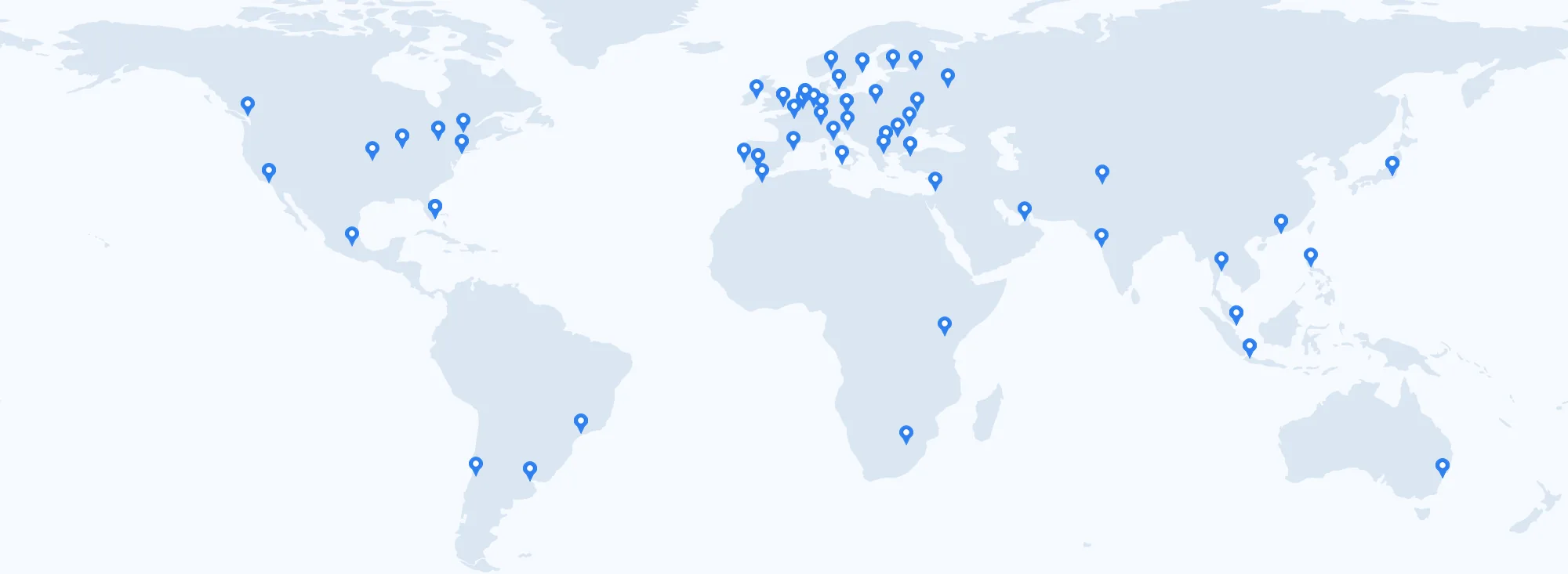 World map of available VPN locations